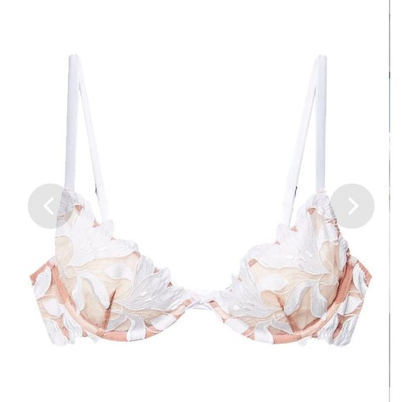 Fleur Du Mal LILY EMBROIDERY PLUNGE DEMI BRA - SOLD OUT POWDER BLUE - Picture 6 of 6